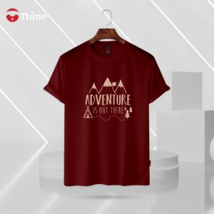 Adventure is out there maroon half sleeve t-shirt