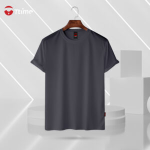 Ash color solid half sleeve t-shirt