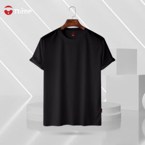 Black color solid half sleeve t-shirt