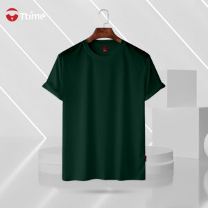 Bottle green color solid half sleeve t-shirt