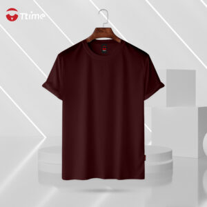 Chocolate color solid half sleeve t-shirt