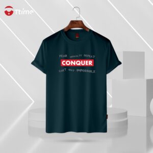 Conquer Petrol color half sleeve t-shirt