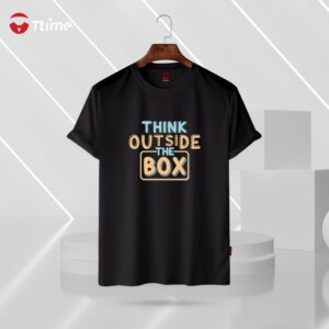 Think outside box black half sleeve t-shirt