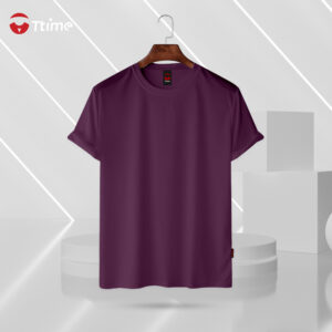 Violet color solid half sleeve t-shirt